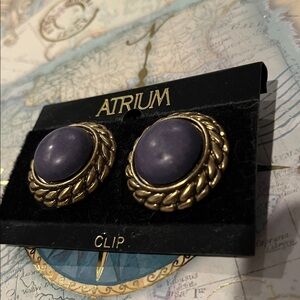 Atrium Gold and Purple Clip Earrings